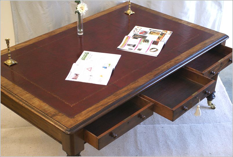 3047-Large-Antique-Six-Drawer-Mahogany-Library Table (4)